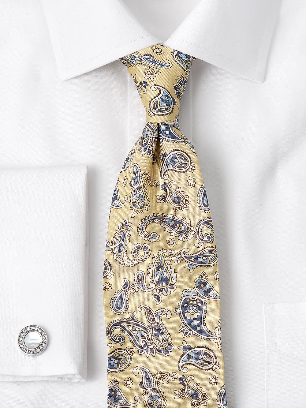 Paisley Woven Silk Tie - Yellow/blue