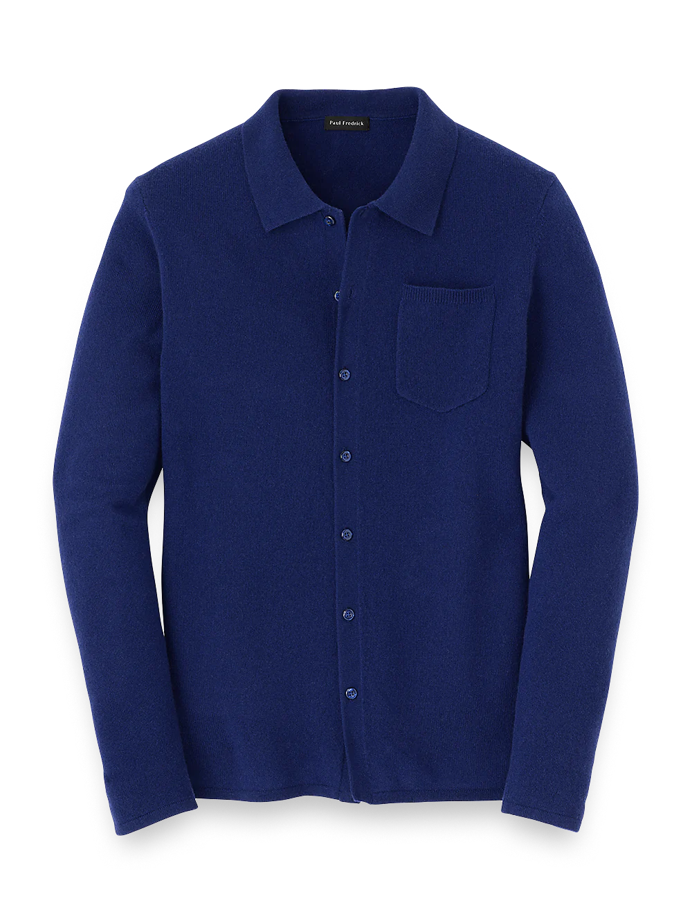 Cashmere Button Front Polo - Navy