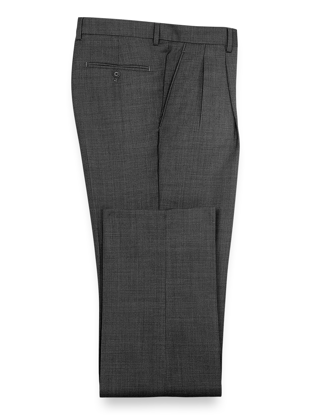 Sharkskin Pleated Pants - Charcoal