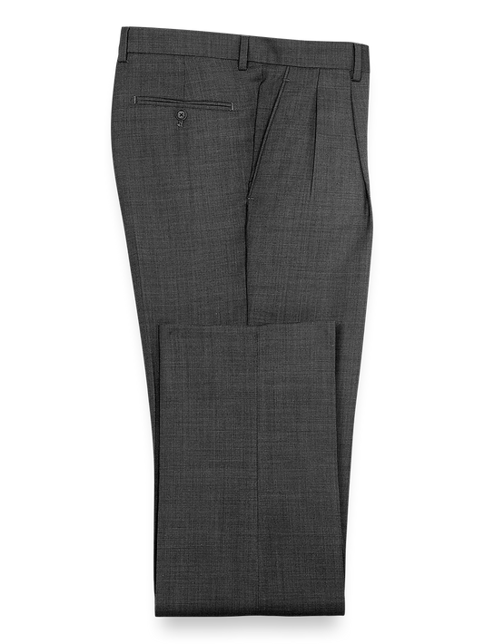 Sharkskin Pleated Pants - Charcoal