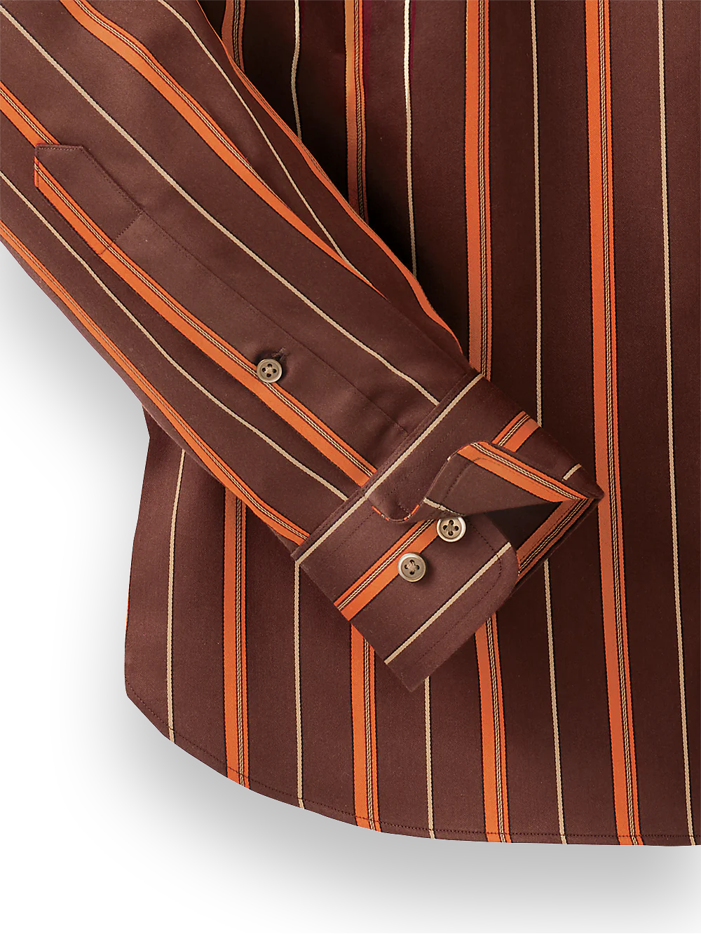 Cotton Stripe Casual Shirt - Brown