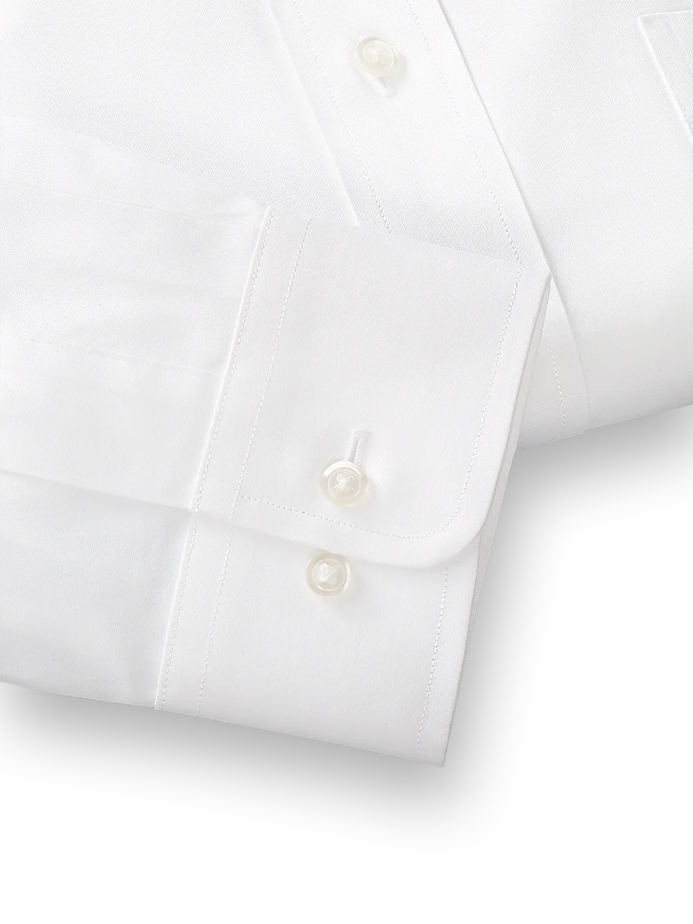 Pure Cotton Pinpoint Solid Color Varsity Spread Collar Dress Shirt - White