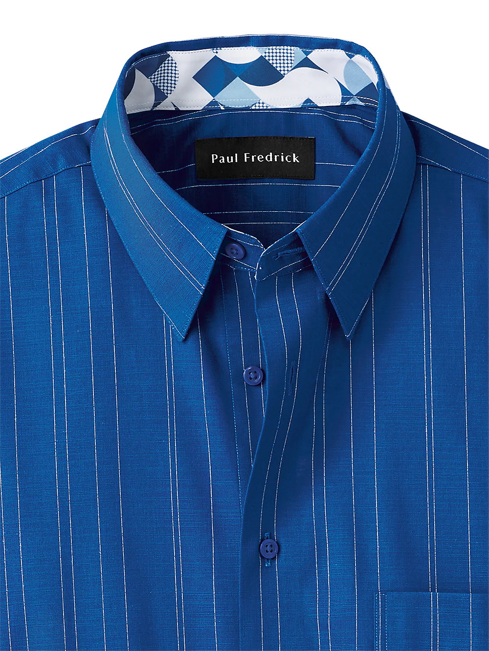 Cotton Stripe Casual Shirt With Contrast Trim - Blue