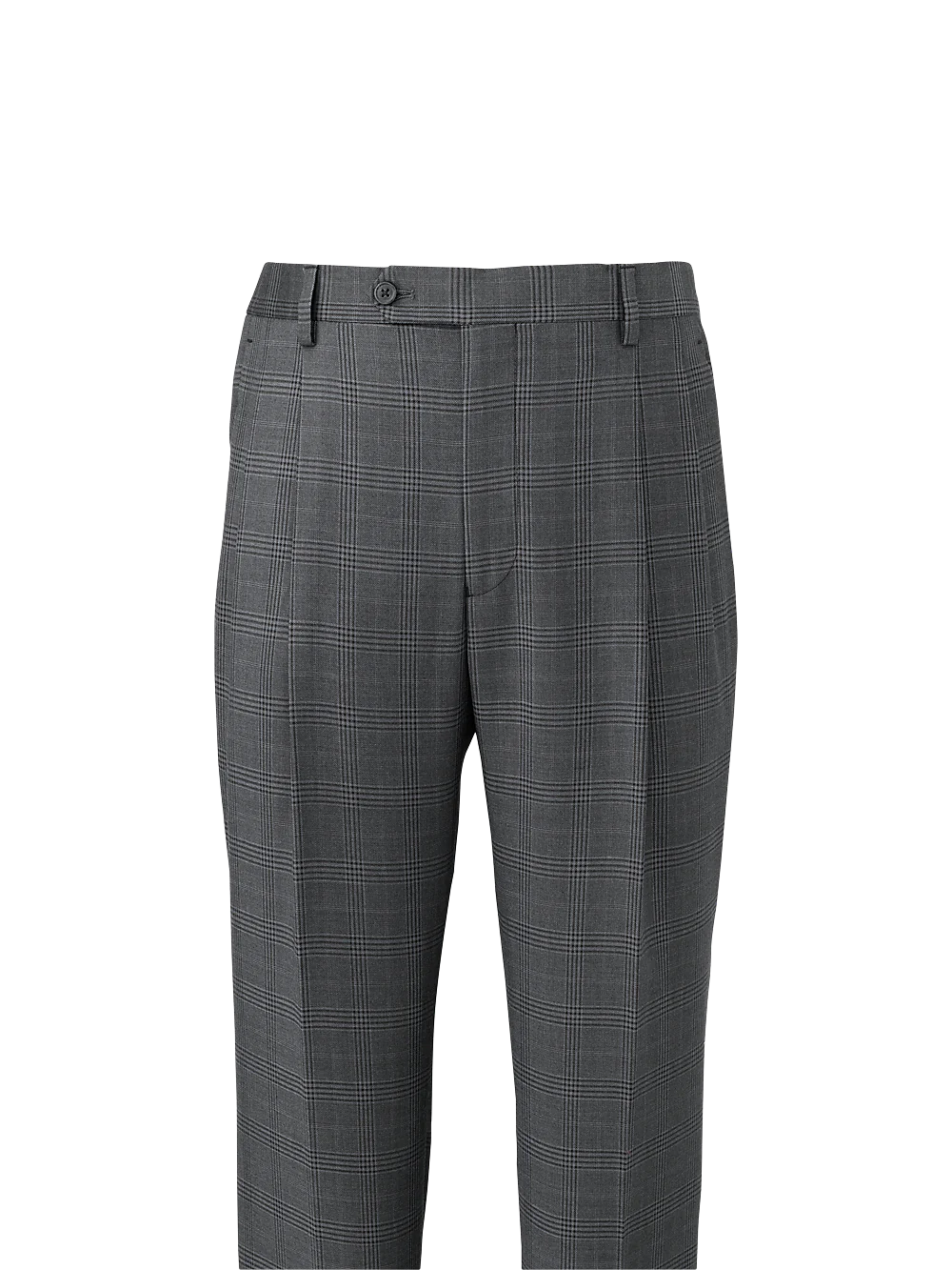 Microfiber Plaid Pleated Pants - Charcoal Plaid