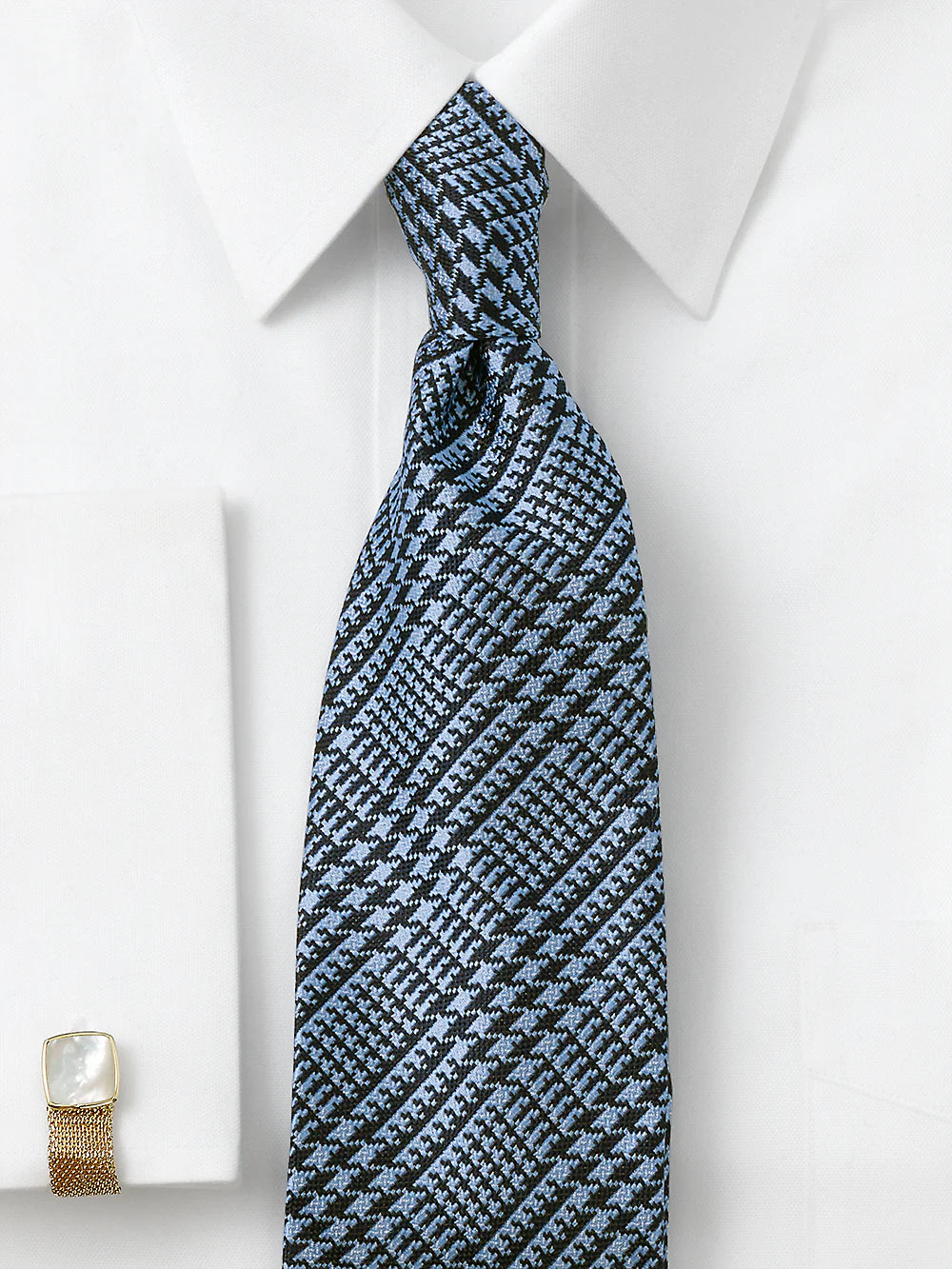 Plaid Woven Silk Tie - Blue