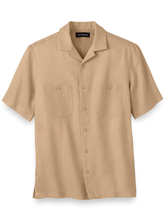 Linen Solid Casual Shirt - Tan