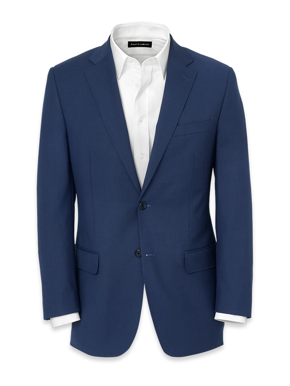 Wool Stretch Bengaline Notch Lapel Suit Jacket - Blue