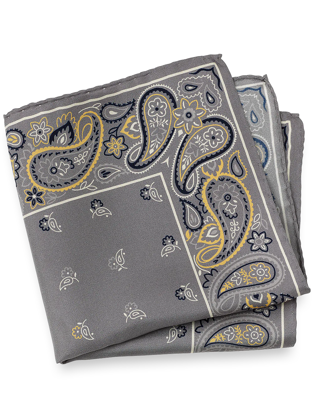 Paisley Silk Pocket Square - Grey Multi