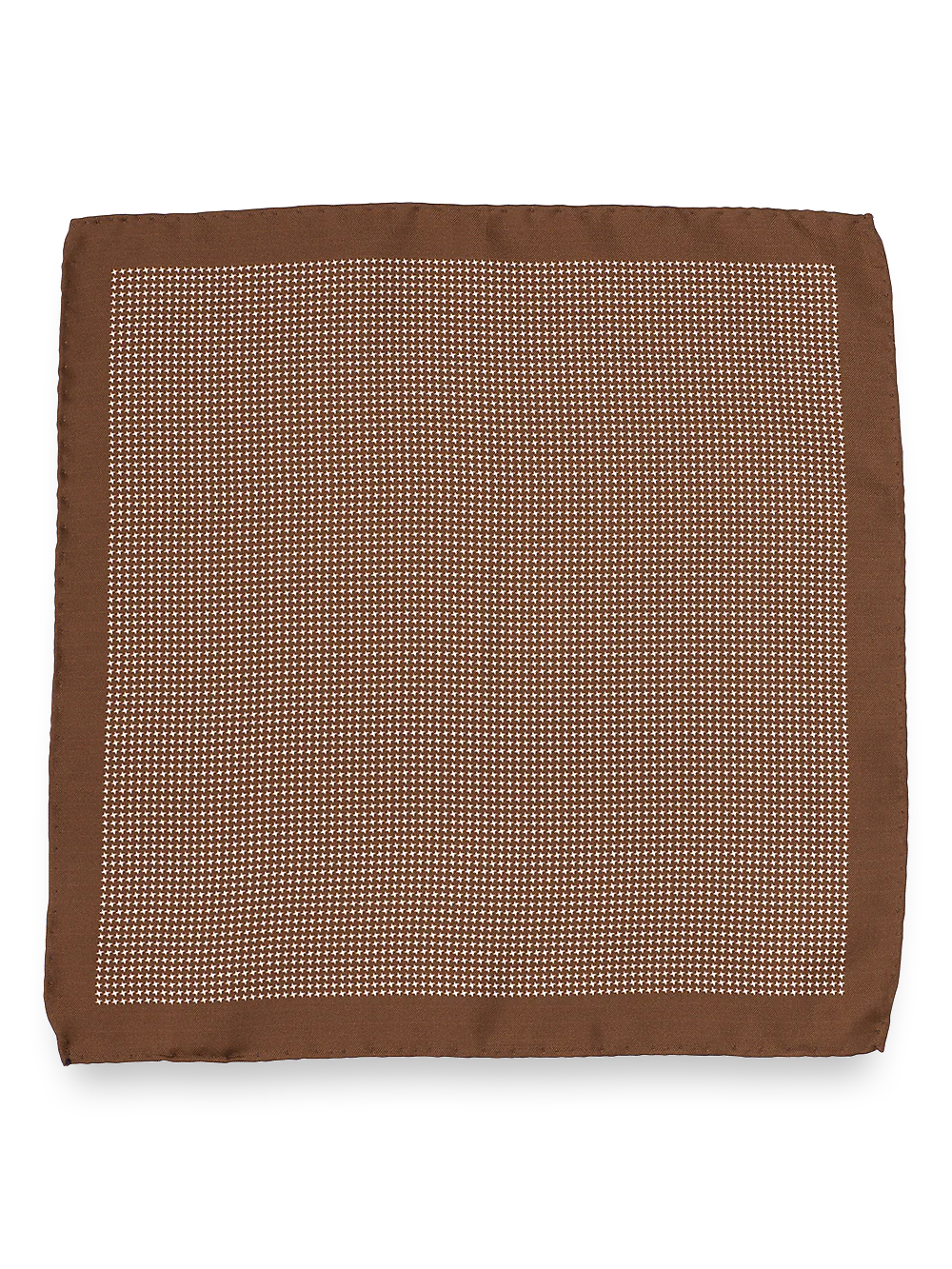 Houndstooth Silk Pocket Square - Brown