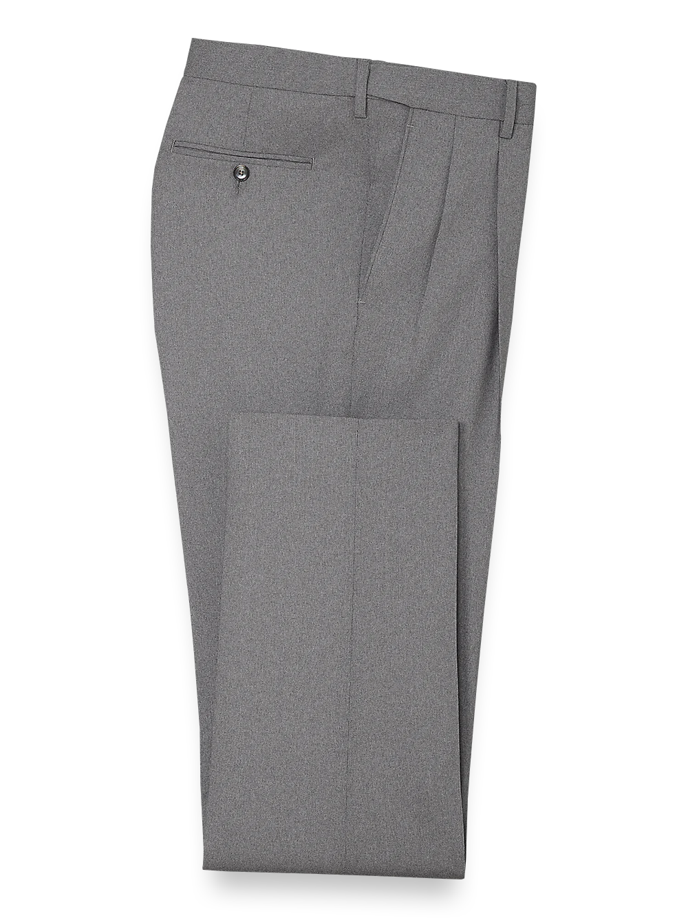 Tailored Fit Essential Wool Pleated Pants - Grey