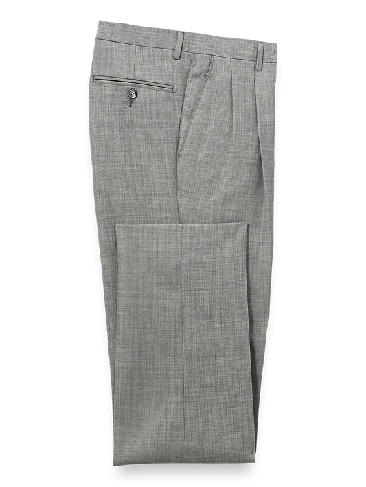 Wool Sharkskin Pleated Pants - Grey