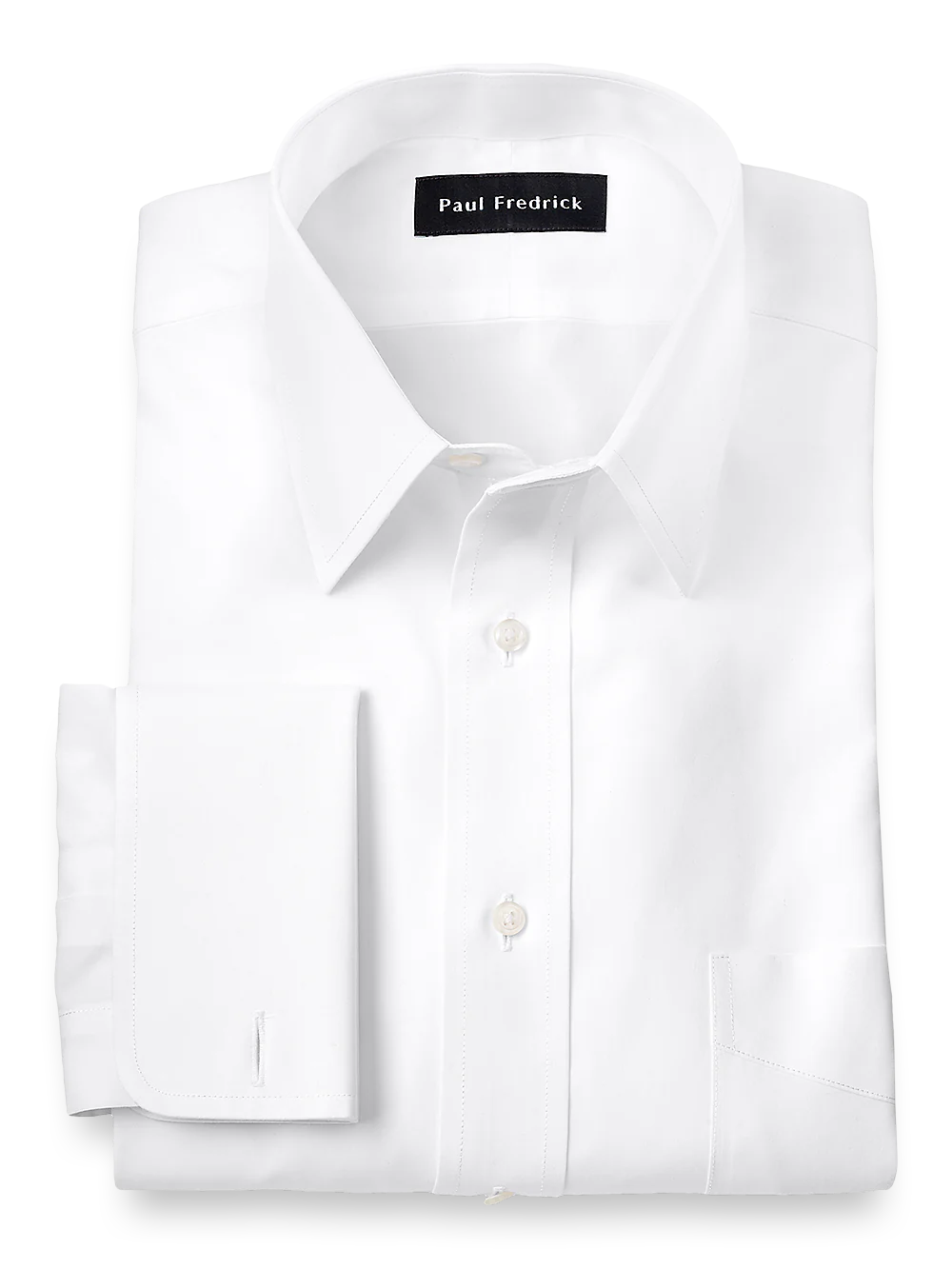 Supima Non-Iron Cotton Solid Straight Collar French Cuff Dress Shirt - White