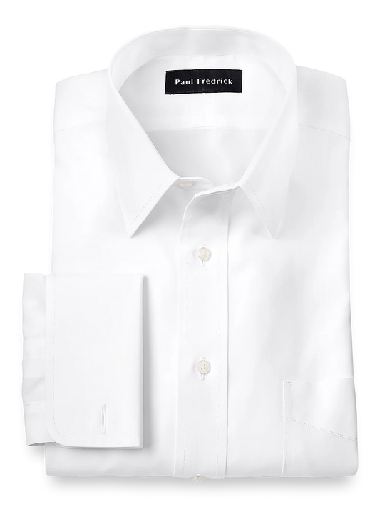 Supima Non-Iron Cotton Solid Straight Collar French Cuff Dress Shirt - White