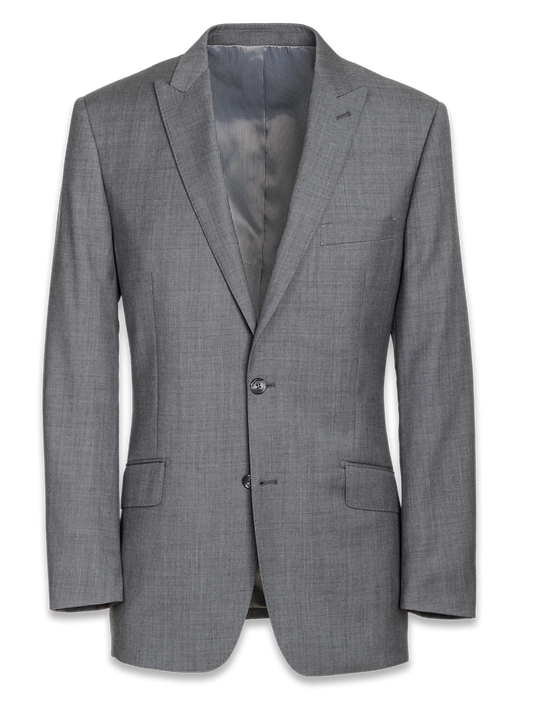 Tailored FIt Sharkskin Peak Lapel Suit Jacket - Grey