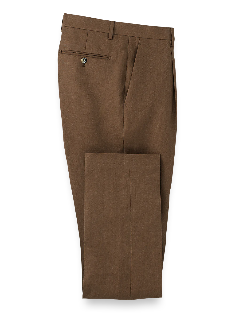 Linen Single Pleat Pants - Light Brown