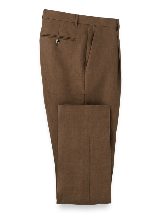 Linen Single Pleat Pants - Light Brown