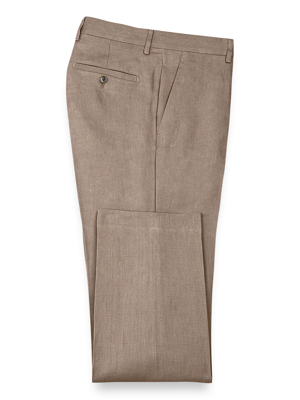 Linen Flat Front Pants - Khaki