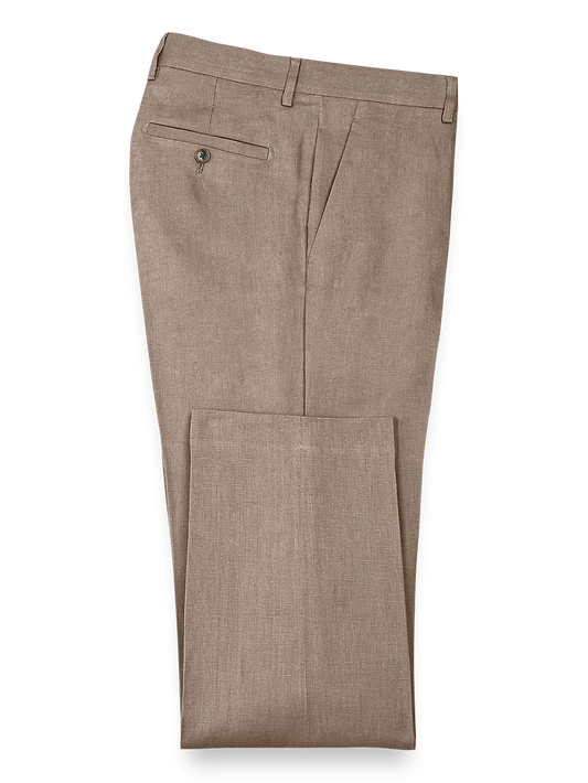 Linen Flat Front Pants - Khaki