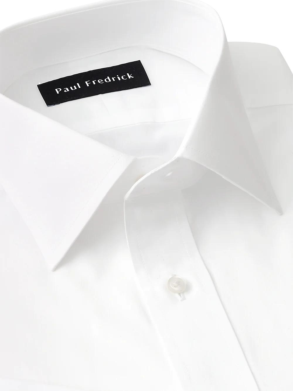 Pure Cotton Broadcloth Spread Collar French Cuff Dress Shirt - White