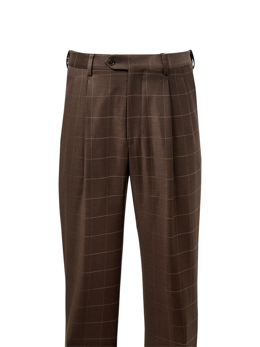 Tailored Fit Essential Wool Pleated Pants - Brown