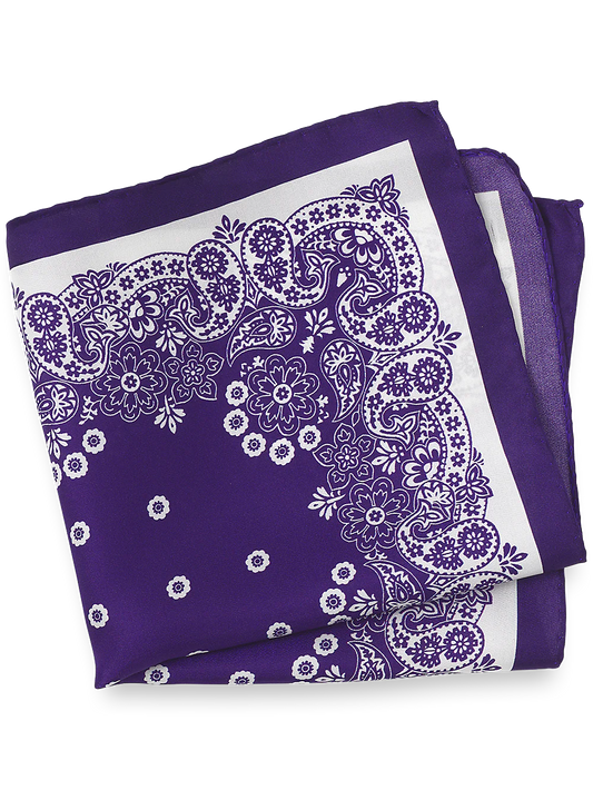 Medallion Silk Pocket Square - Purple