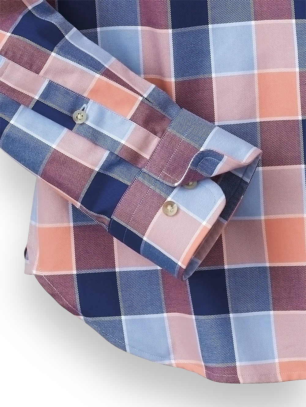 Cotton Buffalo Plaid Casual Shirt - Blue/melon