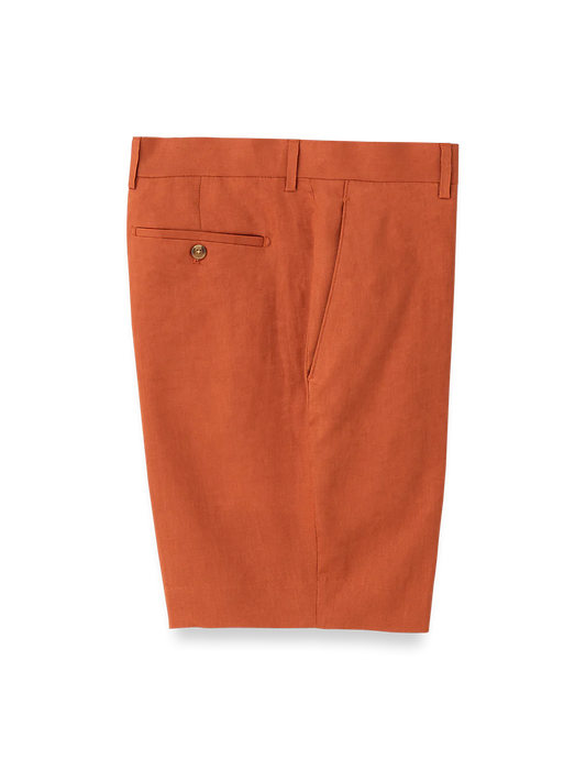 Linen Flat Front Shorts - Terracotta