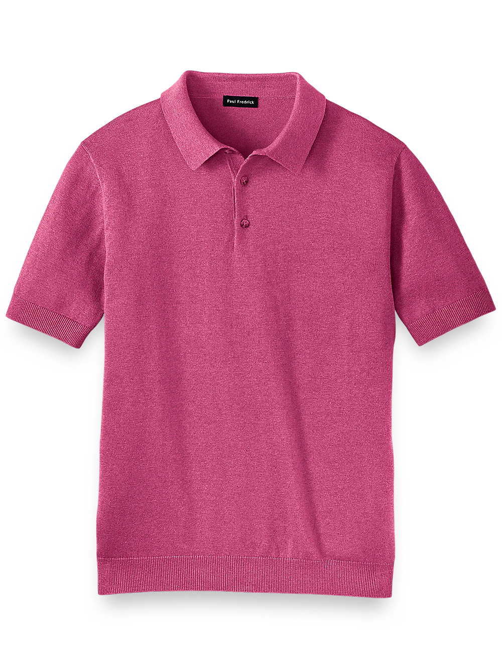 Silk Cotton and Cashmere Three Button Polo - Berry