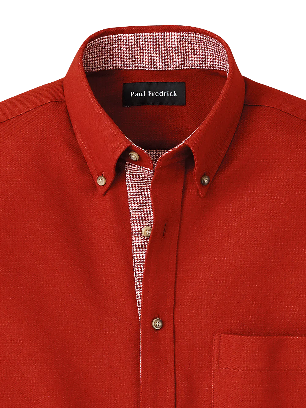 Brushed Twill Solid Casual Shirt With Contrast Trim - Rust