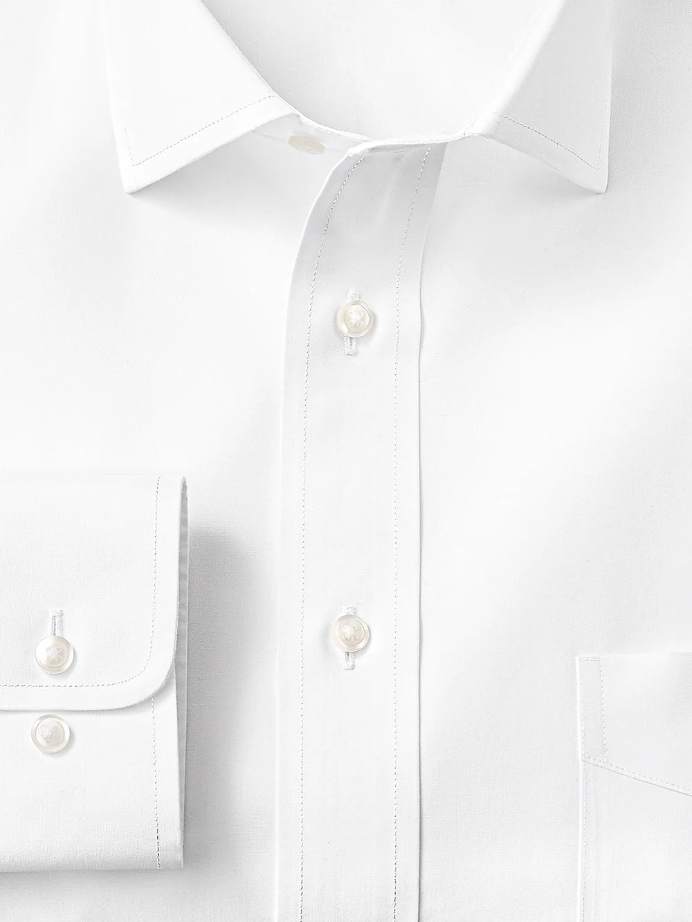 Supima Non-Iron Cotton Solid Color Spread Collar Dress Shirt - White