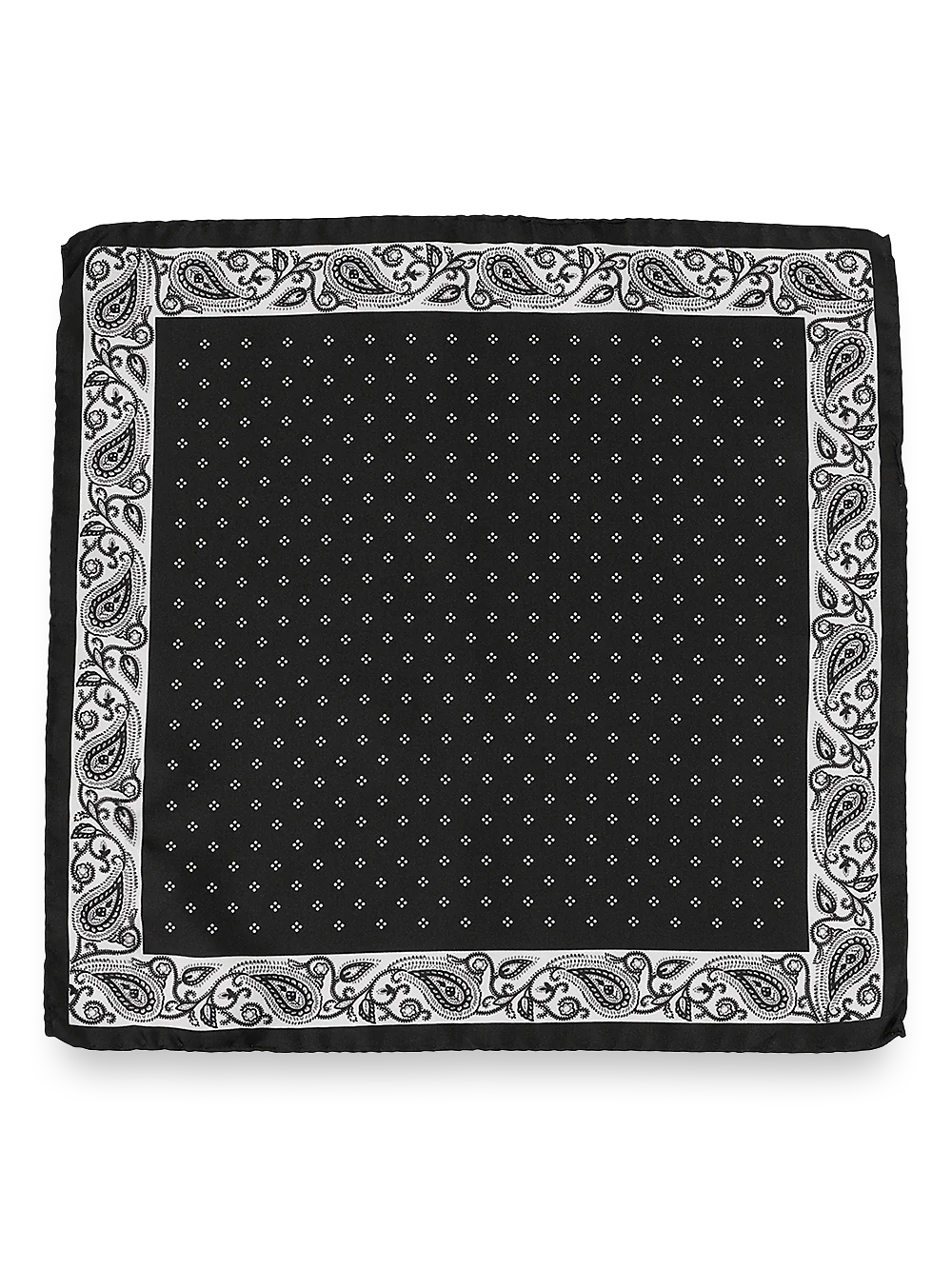 Paisley Silk Pocket Square - Black