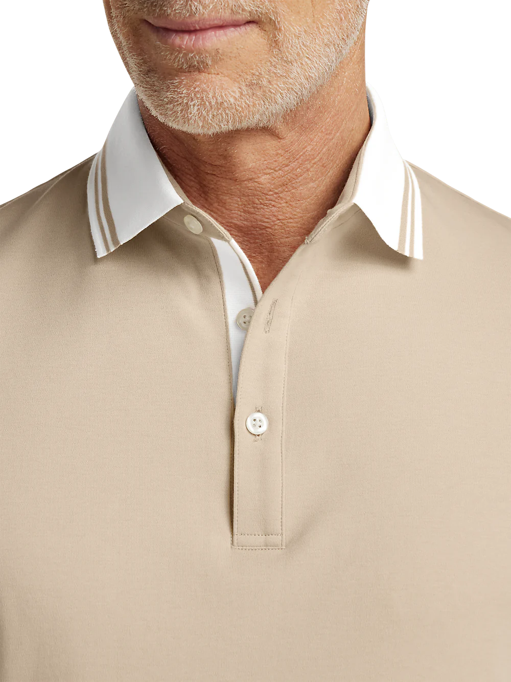 Cotton Three Button Polo - Tan