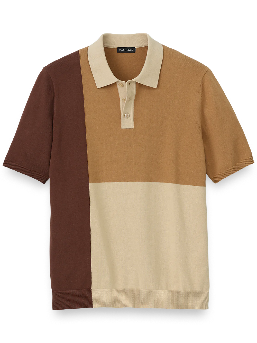 Cotton Three Button Polo - Brown