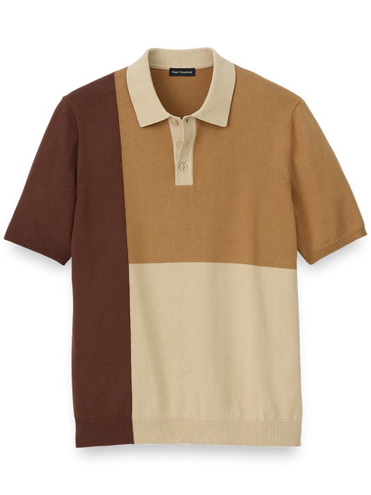 Cotton Three Button Polo - Brown