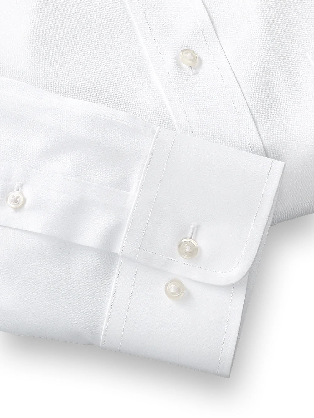 Impeccable Non-Iron Cotton Pinpoint Solid Color Straight Collar Dress Shirt - White