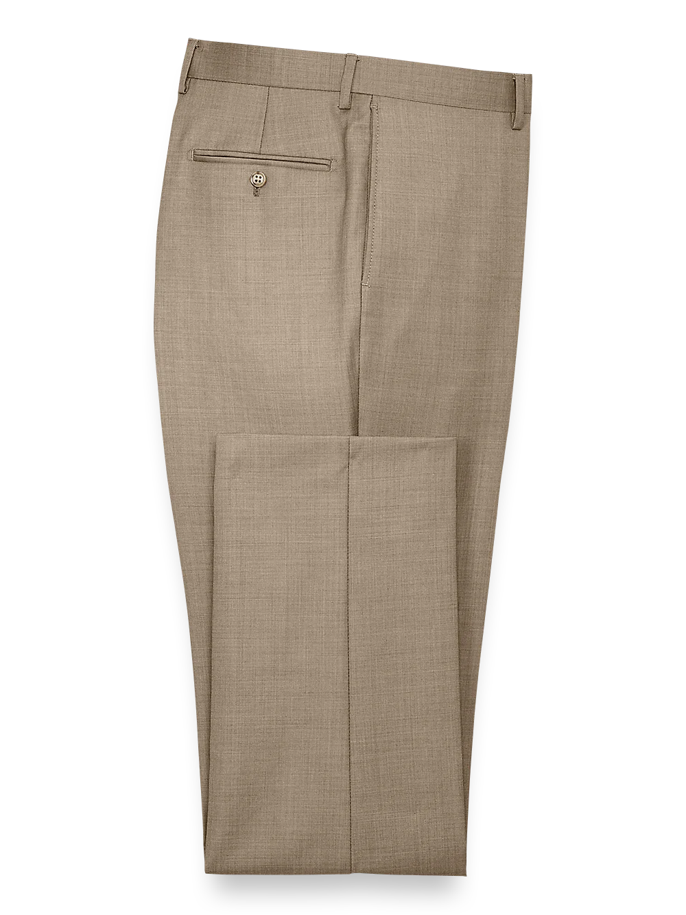 Classic Fit Sharkskin Flat Front Suit Pants - Tan