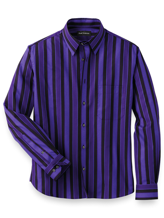 Cotton Stripe Casual Shirt - Purple