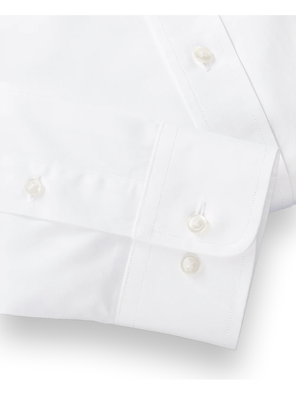 Slim Fit Pure Cotton Broadcloth Solid Color Spread Collar Dress Shirt - White