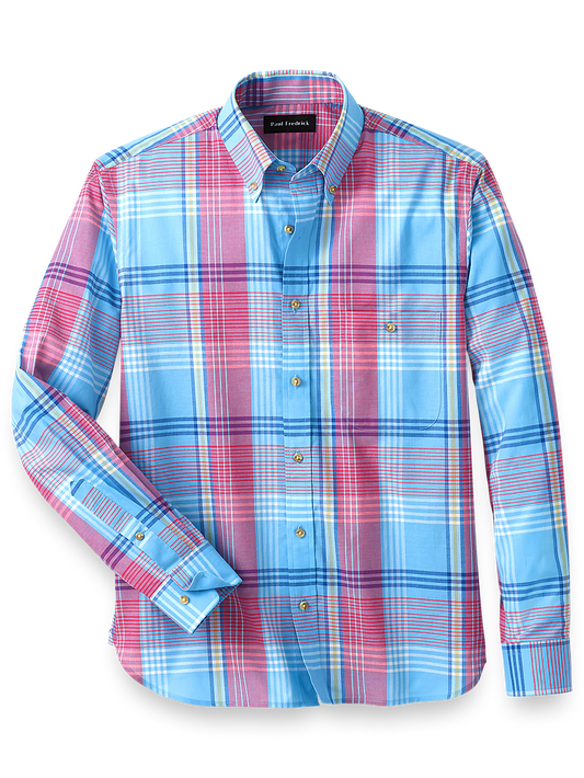 Cotton Madras Plaid Casual Shirt - Pink Multi