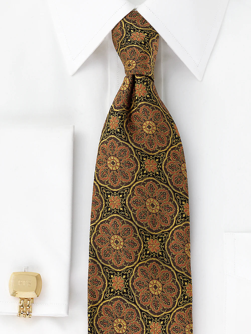 Medallion Woven Silk Tie - Yellow