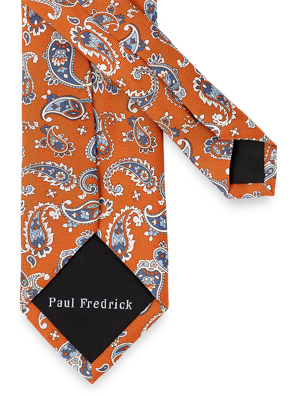 Paisley Woven Silk Tie - Orange/blue