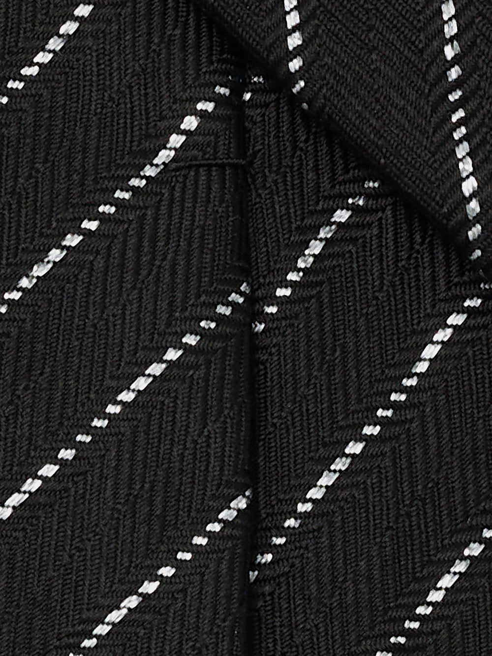 Stripe Woven Silk Blend Tie - Black