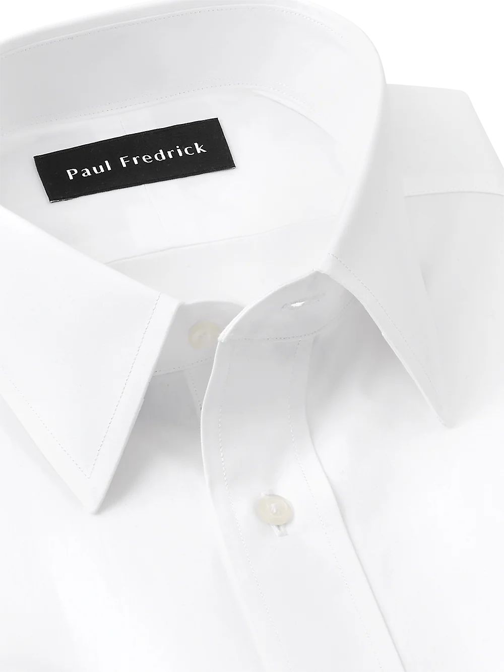 Slim Fit Pure Cotton Broadcloth Straight Collar French Cuff Dress Shirt - White