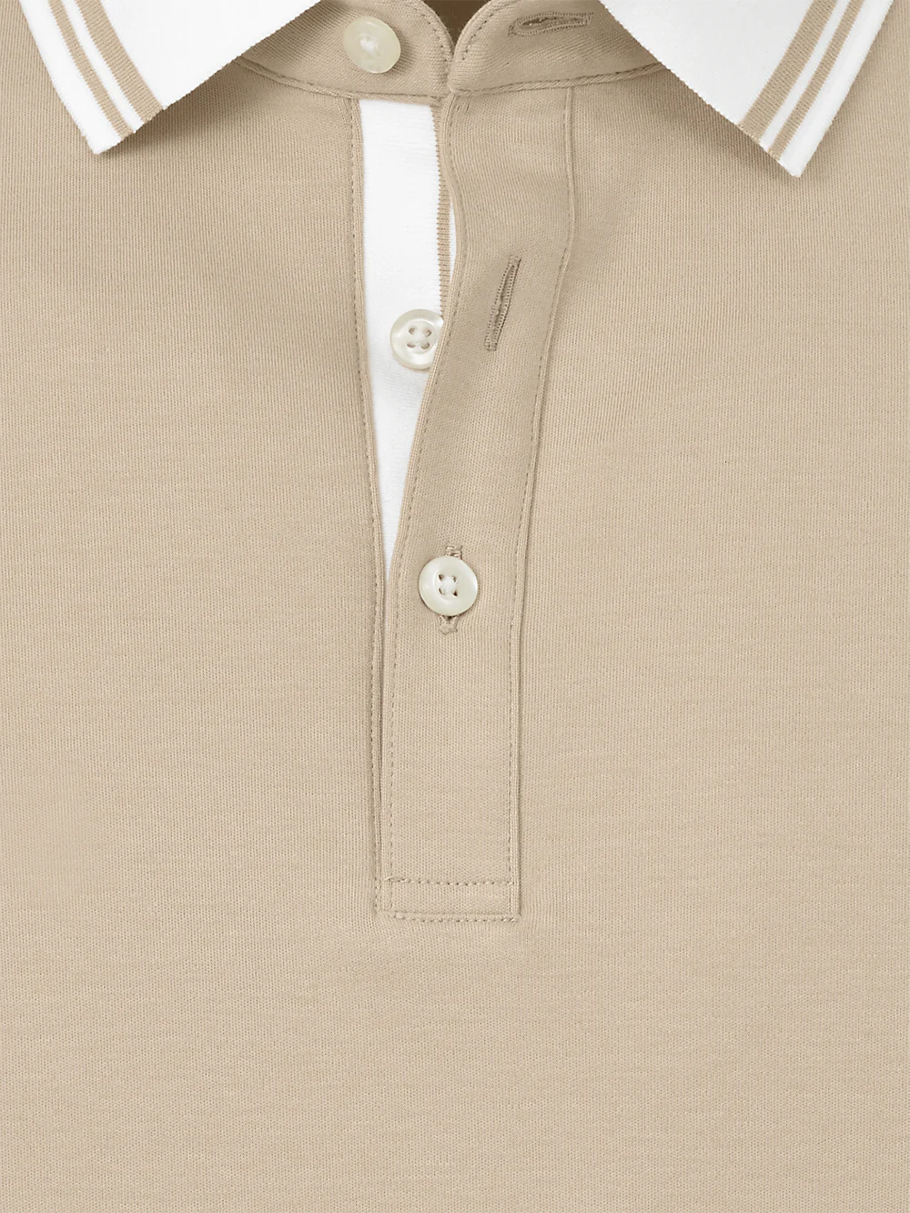 Cotton Three Button Polo - Tan