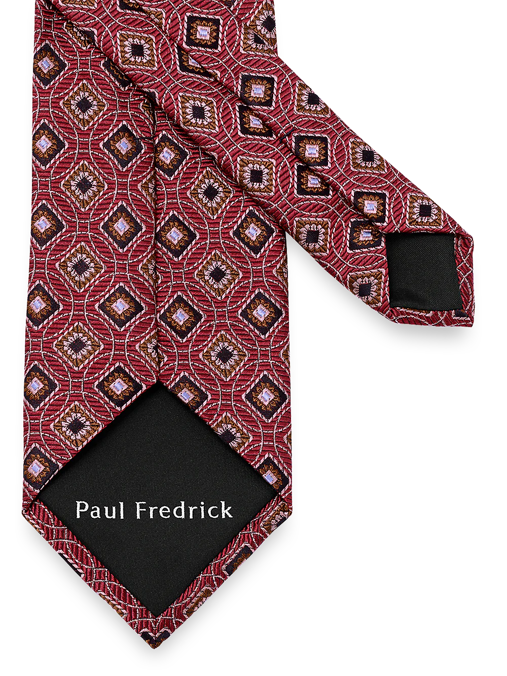 Geometric Woven Silk Tie - Red