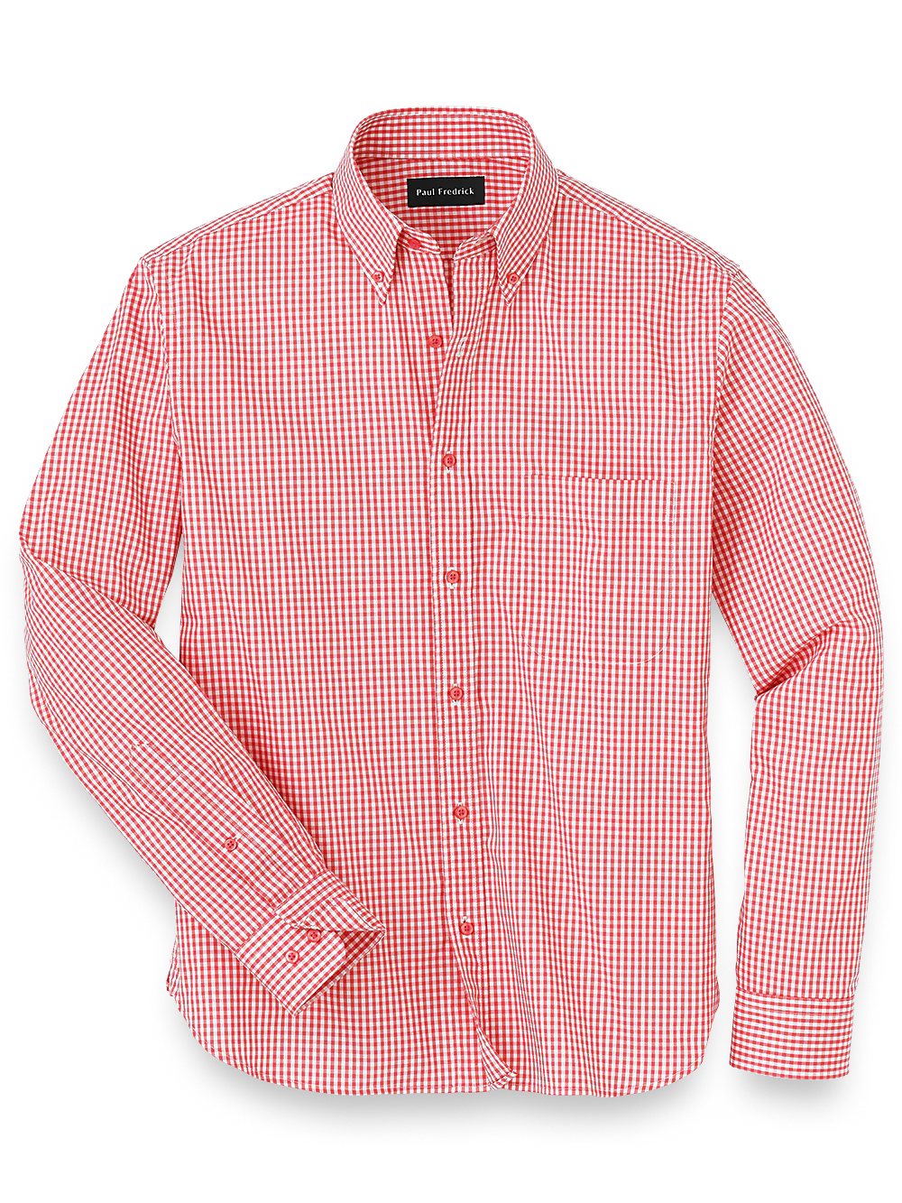 Cotton Gingham Casual Shirt - Coral