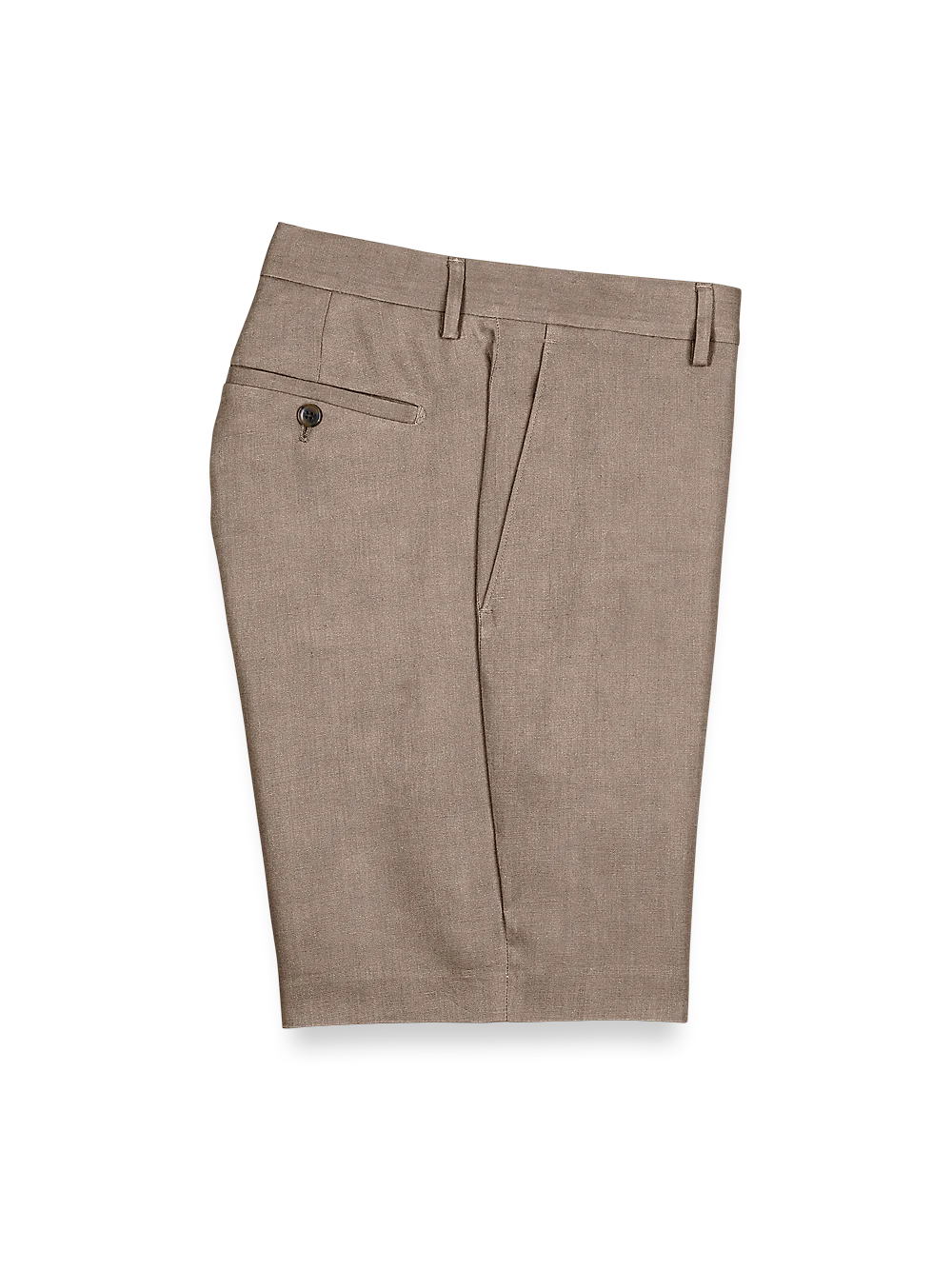 Linen Flat Front Shorts - Khaki