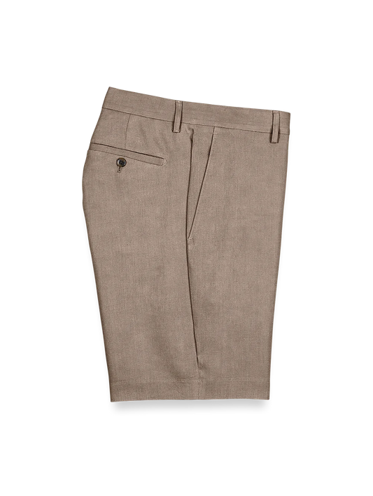 Linen Flat Front Shorts - Khaki