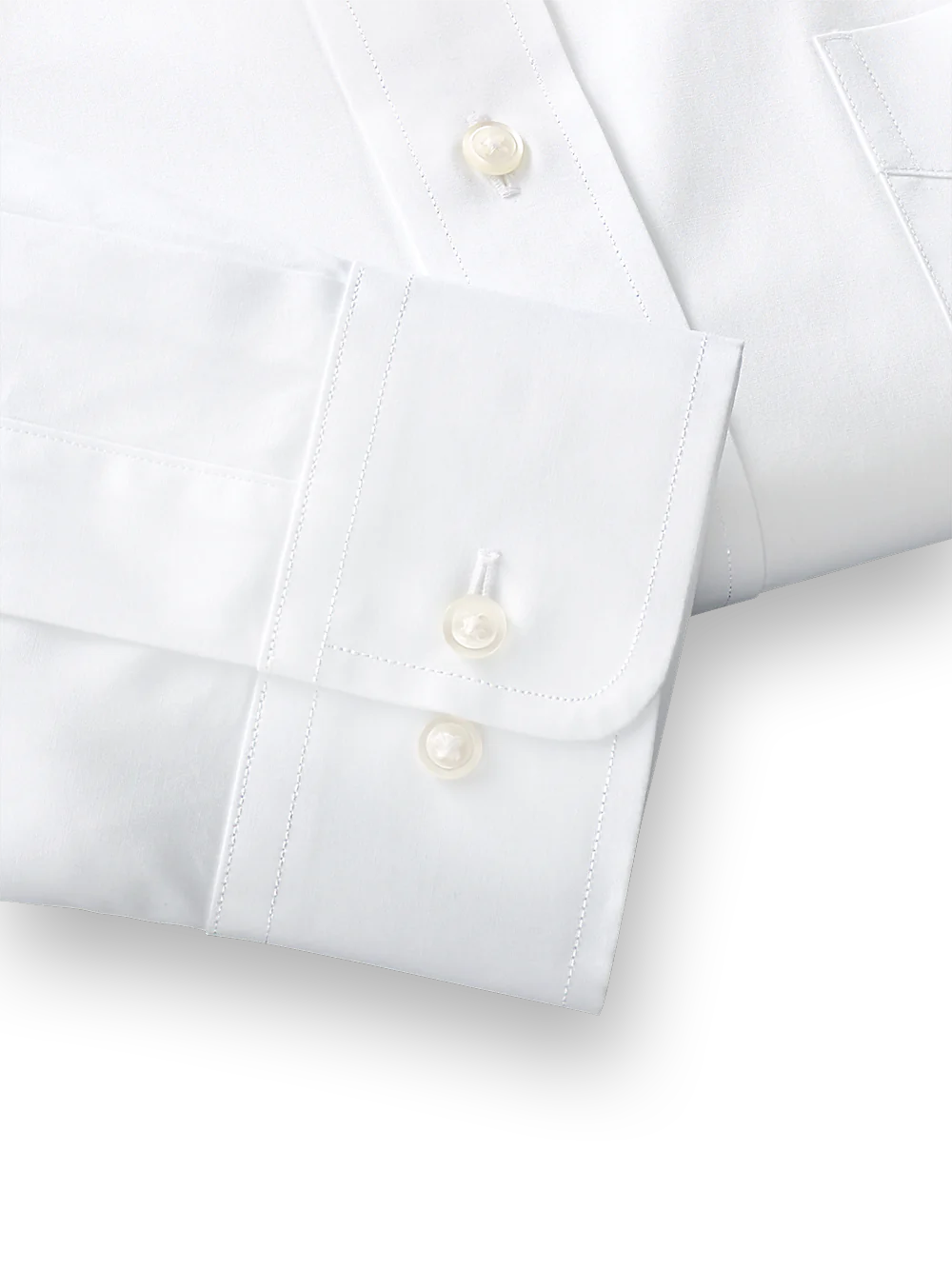 Pure Cotton Broadcloth Solid Color Button Down Collar Dress Shirt - White