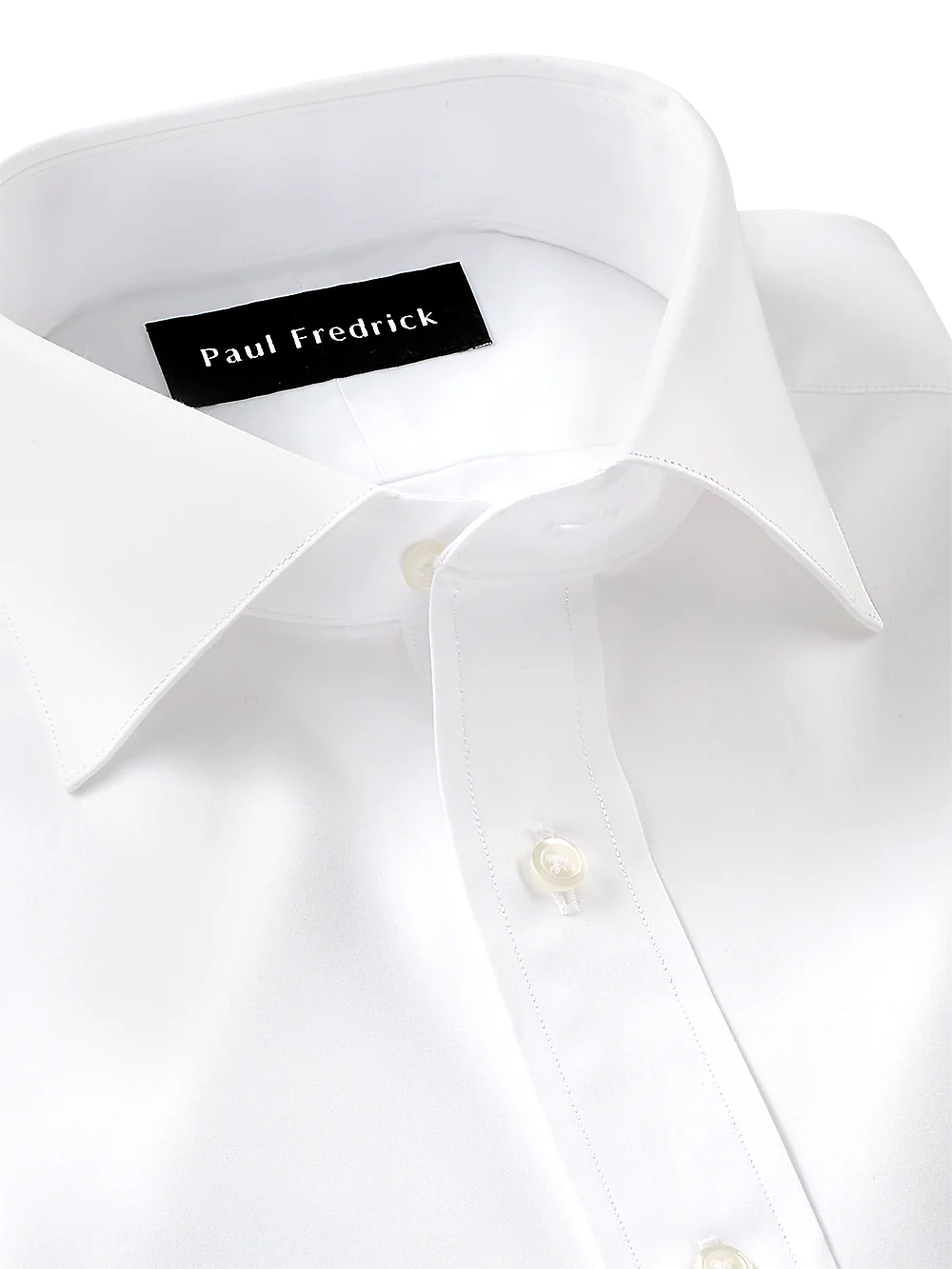 Pure Cotton Broadcloth Solid Color Cutaway Spread Collar Dress Shirt - White